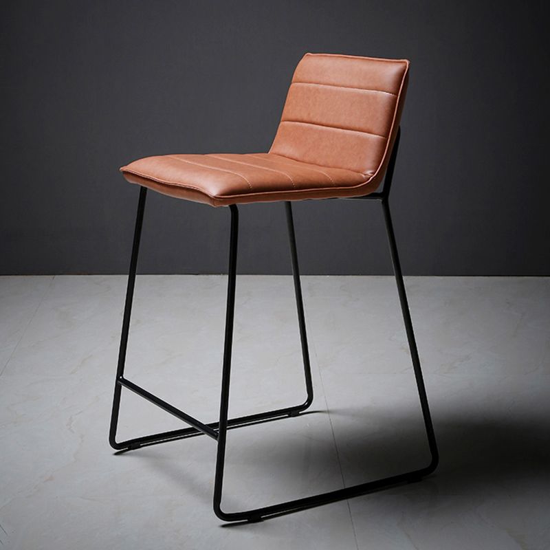 Scandinavian Black Iron Base Barstool Fabric and Faux Leather Bar Stools