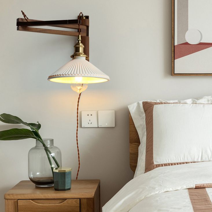 Japanese-Style Retro Style Armed Vanity Light Wood Single Vanity Light