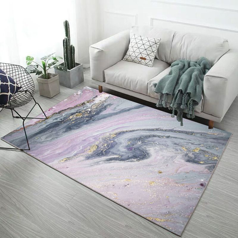 Creative Watercolor Printed Rug Multi-Color Modern Area Rug Stain Resistant Rug for Living Room