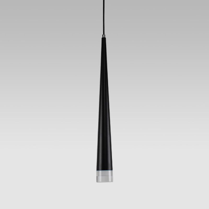 Crystal Conical LED Pendant Light in Modern Luxury Style Aluminium Indoor Hanging Light in Black