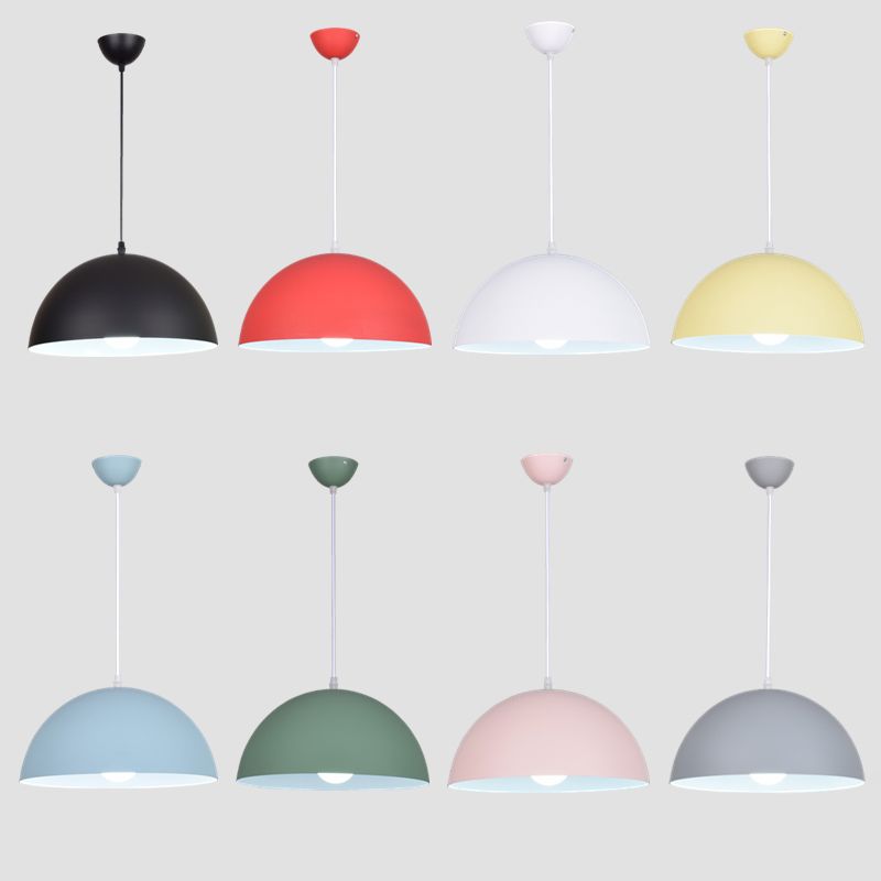 Metal Bowl Shade Hanging Lights Modern Macaron Style 1 Light Hanging Mount Fixture for Supermarket