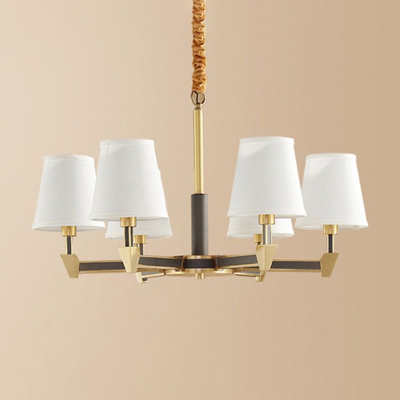 Postmoderne konische Decke Anhänger Stoff 6/8-Kopf-Wohnzimmer Kronleuchter in Weiß