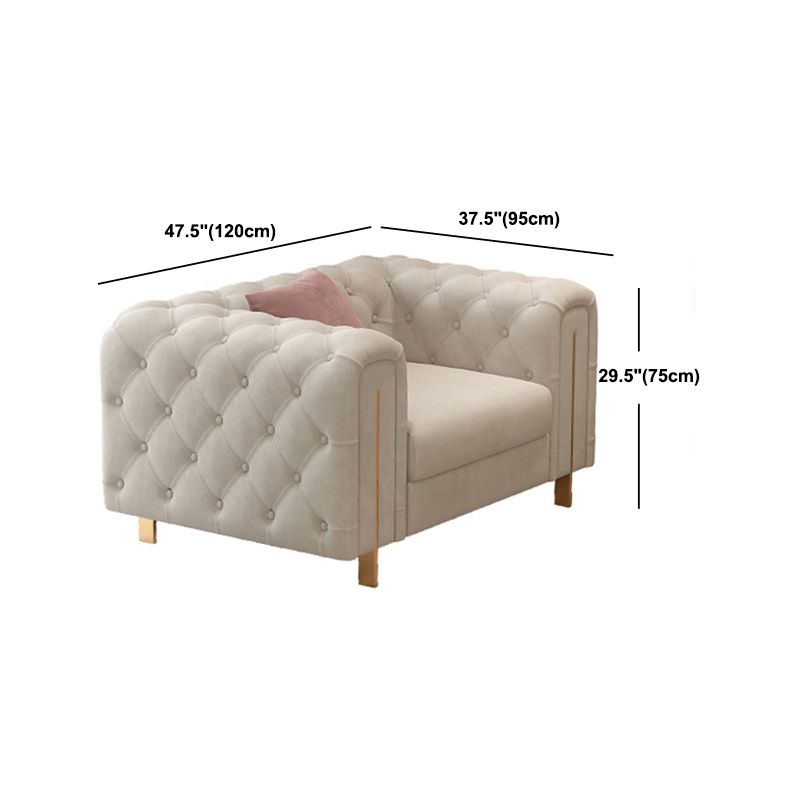 Tuxedo Arm Sofa Contemporary White Sofa with Tufted Split-Back