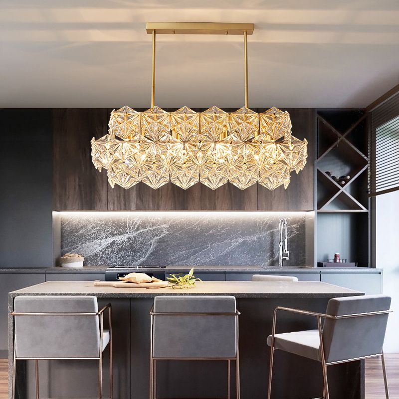 Modernism Golden Ceiling Light Crystal Kitchen Island Lighting for Dining Room