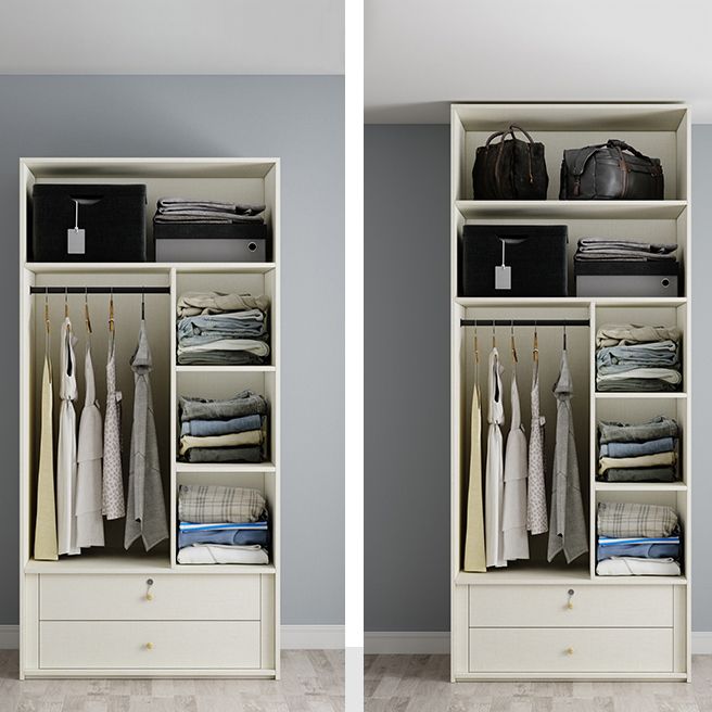 Engineered Wood Wardrobe Armoire Modern White Wardrobe for Bedroom