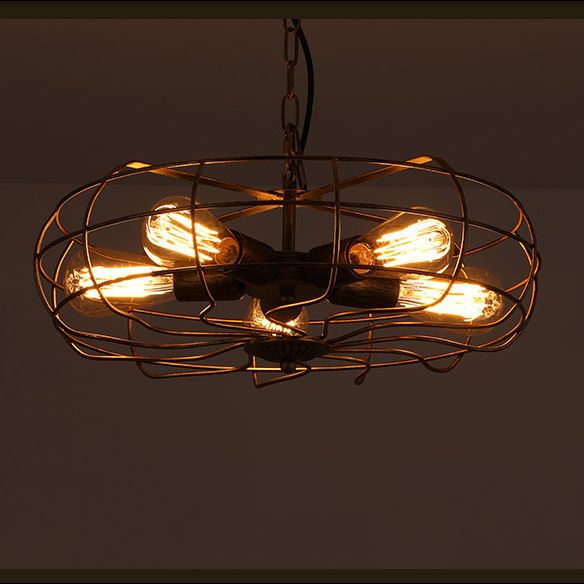 Metal Antique de lámpara de techo de latón Costilería colgante enjaulada de araña colgante industrial