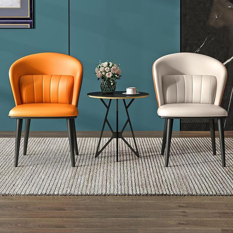 Modern Faux Leather Dining Chairs Wingback Armless Dining Side Chair