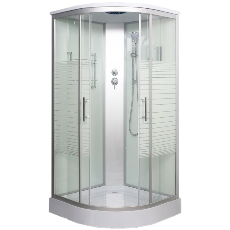 Round Shower Enclosure Double Sliding Door Shower Room with Shower Head