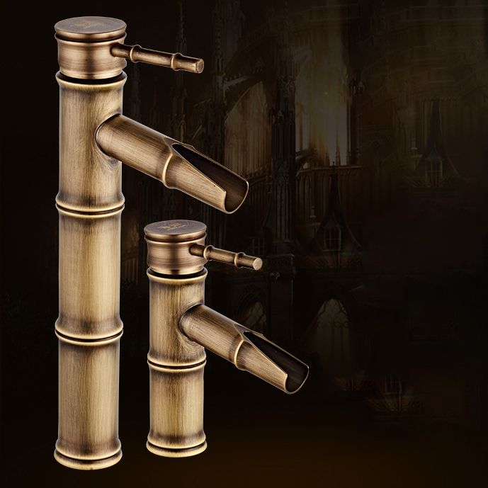 Lever Handle Vanity Sink Faucet Country Low Arc Faucet Single Hole Bathroom Faucet