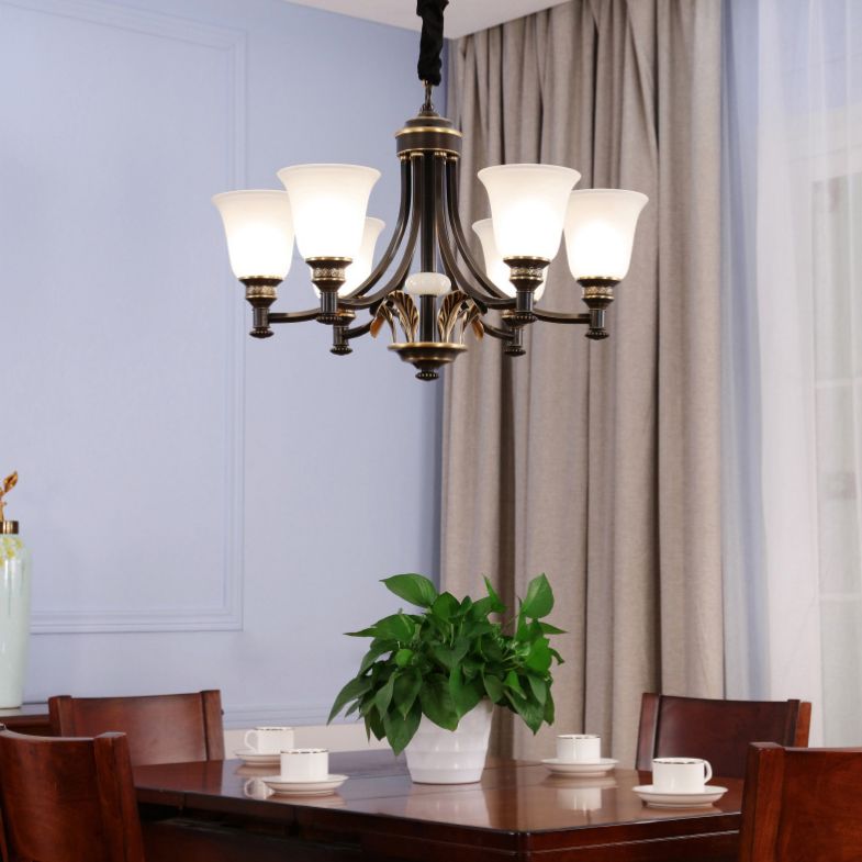 Copper Sputnik Pendant Light in Traditional Classic Style Glass Ceiling Light for Interior Spaces
