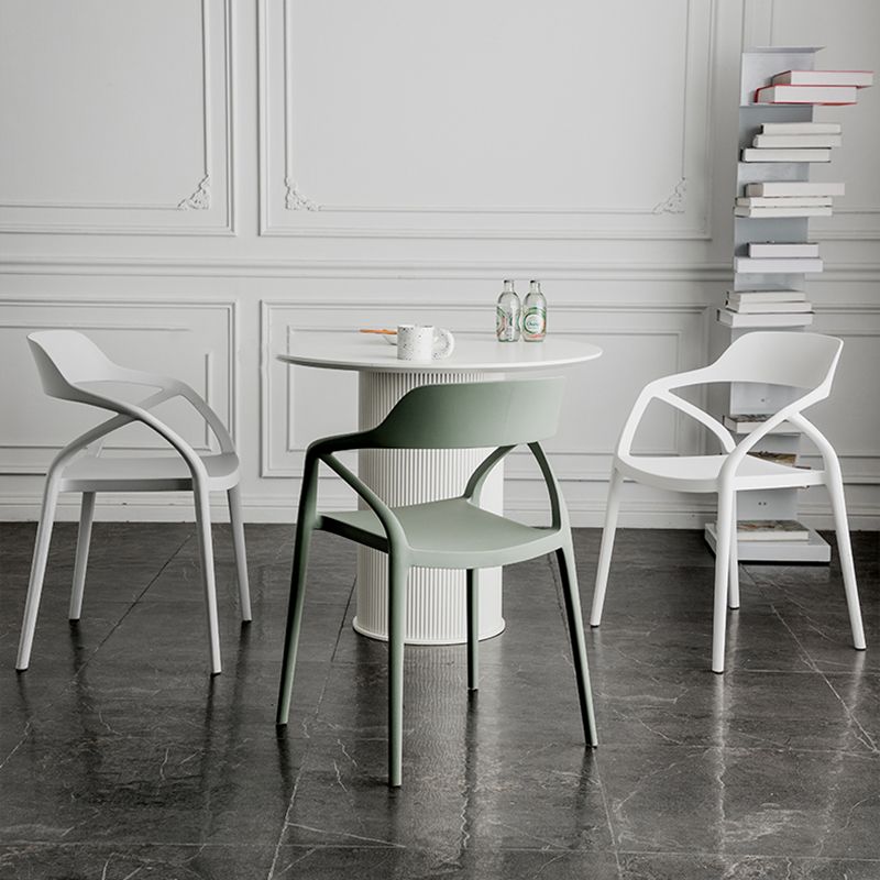 Contemporary Style Plastic Dining Chairs Dining Open Back Arm Side Chair for Kitchen