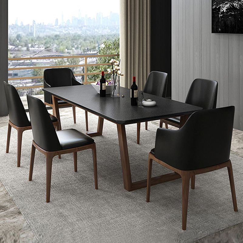 Industrial Stone Kitchen Dinner Table Rectangle Sled Base Dining Table