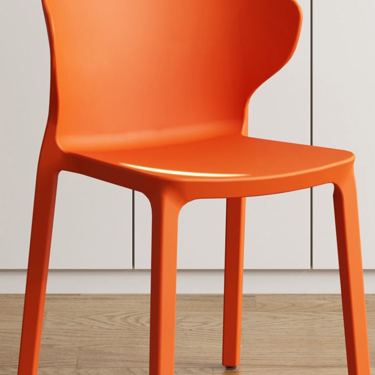 Contemporary Indoor Plastic Wingback Stackable Armless Dining Side Chair
