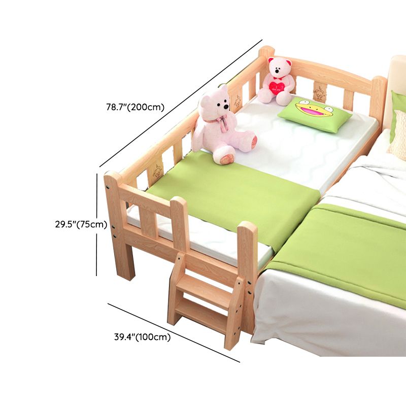 Modern Wooden Nursery Bed Solid Color Rectangle Crib with Storage
