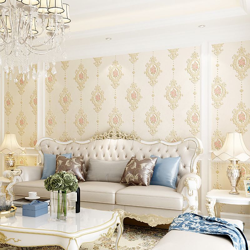 Girly Elegant Damasque Wallpaper Decorative Non-Pasted Wall Covering, 20.5"W x 31'L