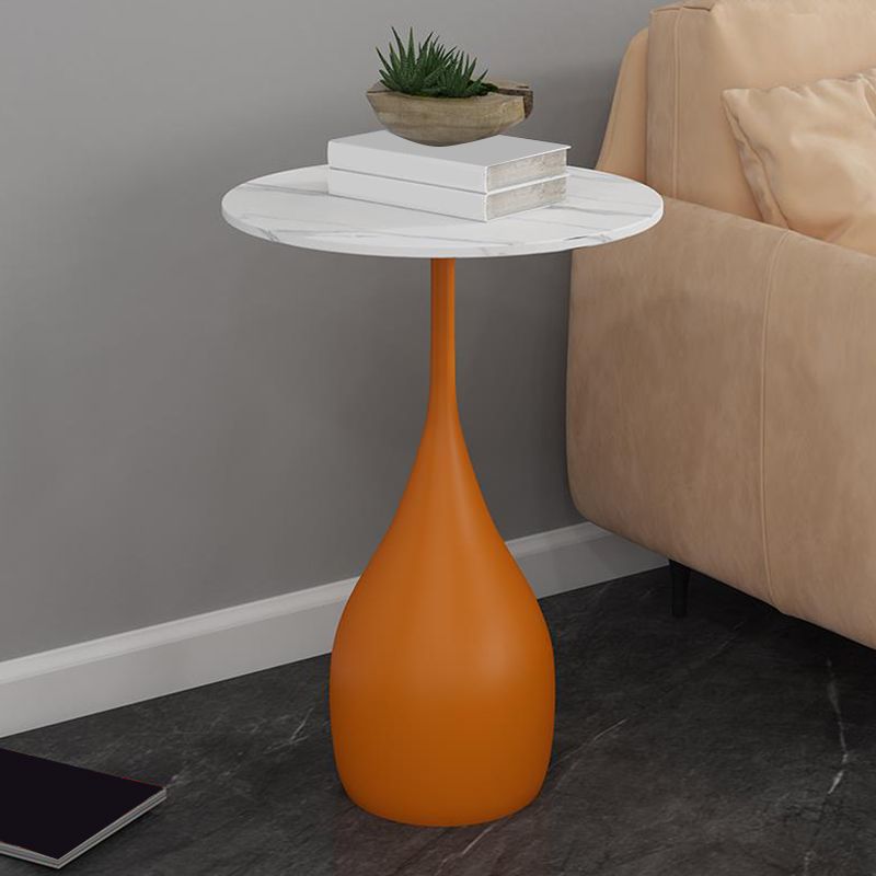 Contemporary End Table Metal Pedestal Round Living Room Side Table