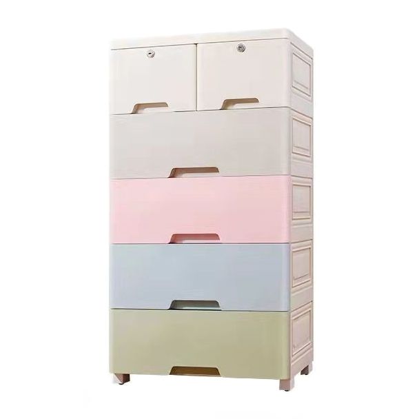 Contemporary Storage Cabinet with Legs Plastic Non-Hanging Armoire
