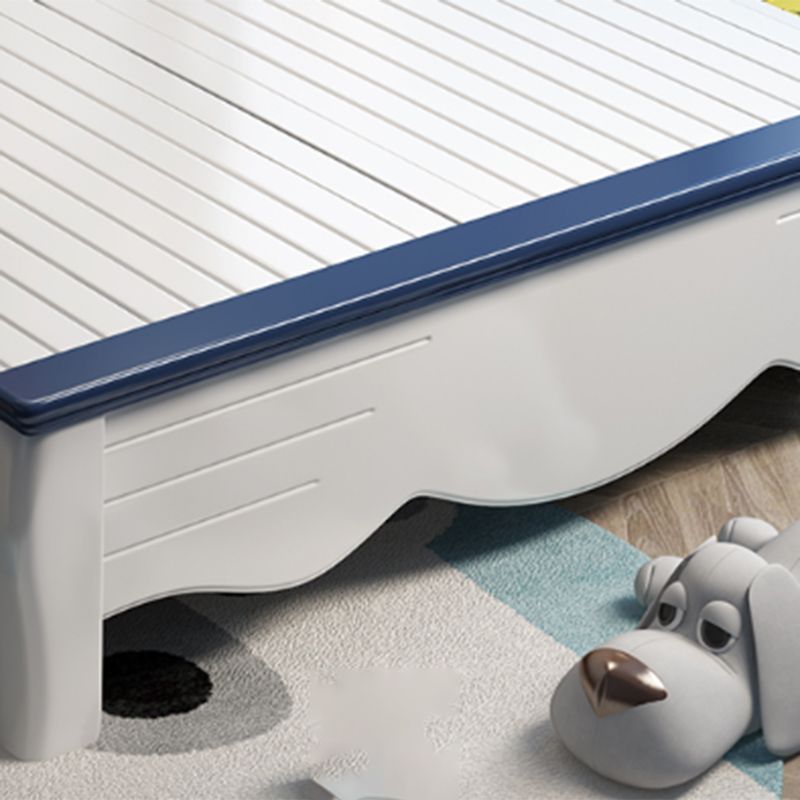 Contemporary Kids Bed Solid Wood Sports White Panel Headboard Mattress