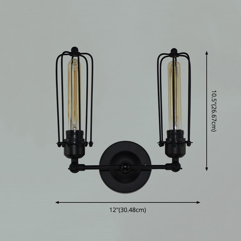 2 Lights Metal Wall Mounted Light Fixture Industrial Cage Shade Wall Hanging Lights for Bathroom