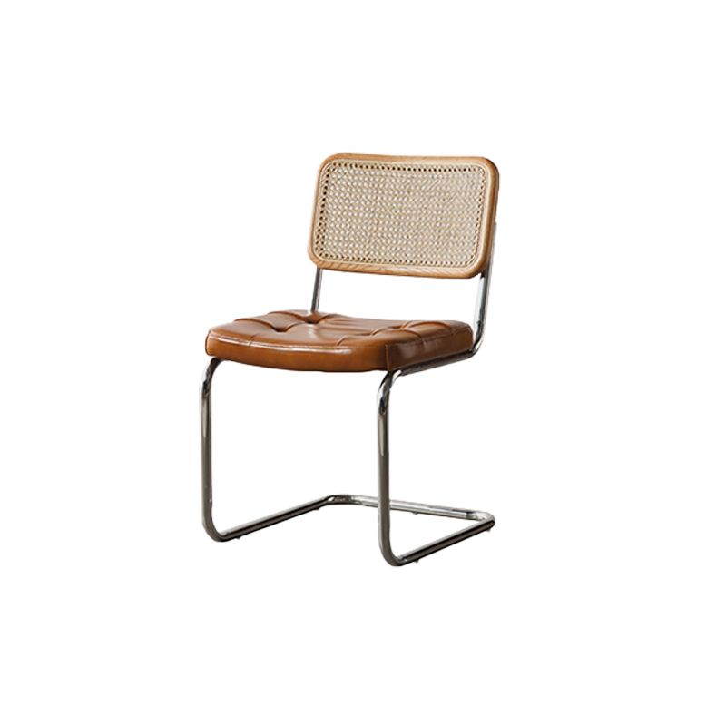 Modern Backrest Cushion Chair with Metal Base for Dining Room