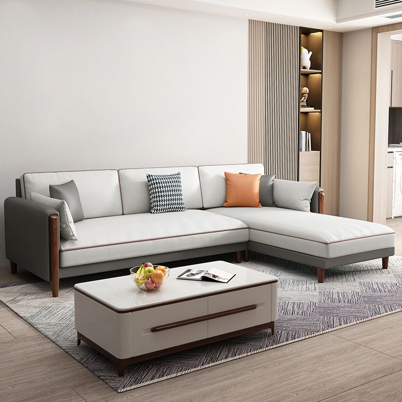 Modern 35.43 " H Faux Leather Square Arm Sofa & Chaise for Living Room