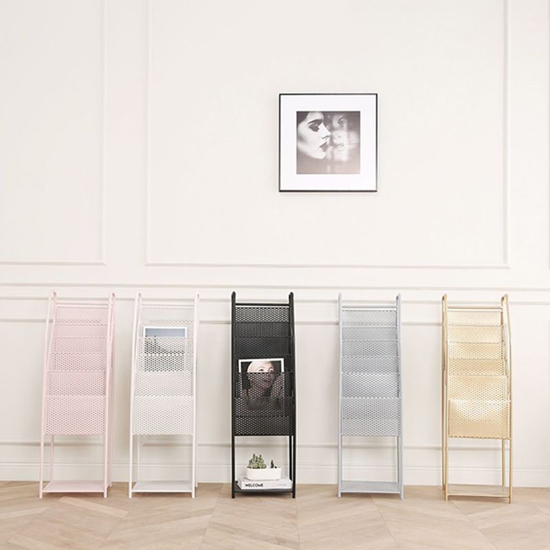 Modern Style Vertical Metal Bookshelf Closed Back Bookcase with Shelves