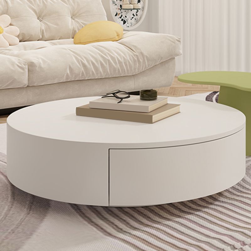 White Coffee Table Wooden 2 Piece Nesting Tables with Storage Drawer