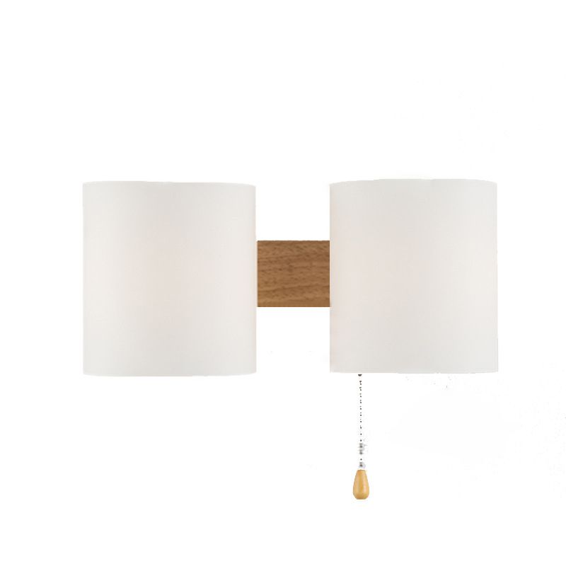 Wooden Cylindrical Wall Lamp in Modern Concise Style White Glass Wall Sconce for Interior Spaces