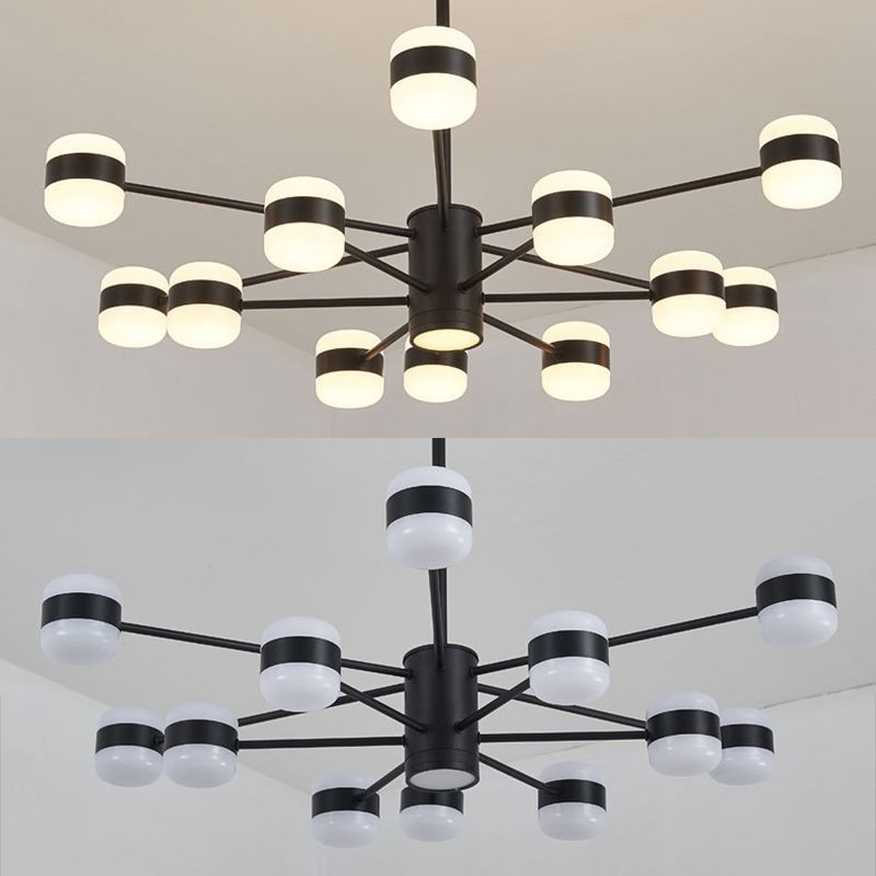 Minimalist LED Chandelier Pendant Light Black Shaded Hanging Light Fixture with Acrylic Shade