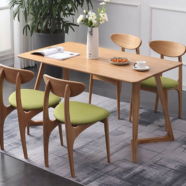 Rectangle White Oak Solid Wood Table Modern Dining Table Double Pedestal for Restaurant