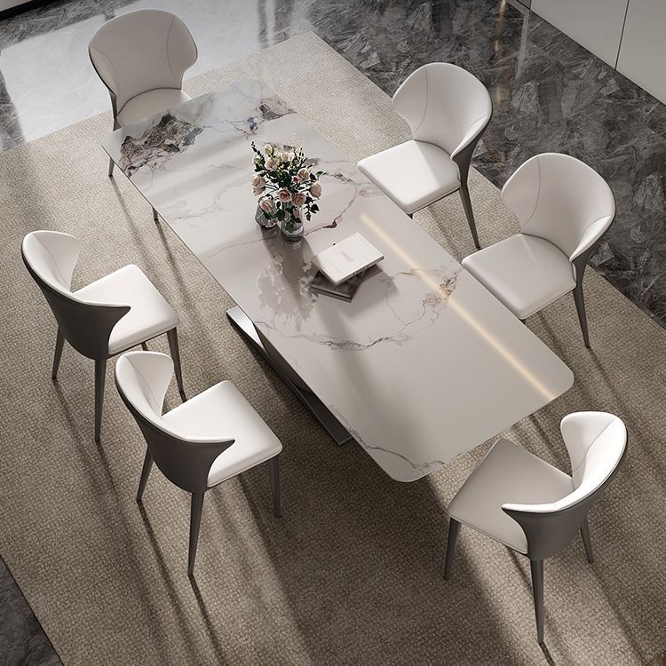 Modern Style Pedestal Dining Table Sintered Stone Rectangle Table for Home