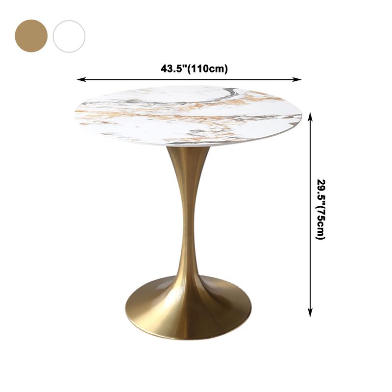 Metal Modern Round Table Sintered Stone Table for Kitchen and Dining Room
