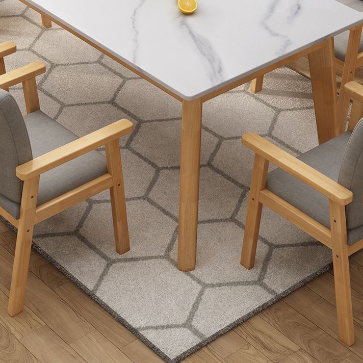 Minimalist Sintered Stone Top Kitchen Dining Set White Standard Dining Set with 4 Legs Table