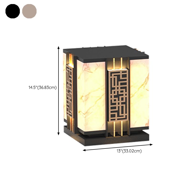 Rectangle Shape Metal Outdoor Light Modern Style 1 Light Waterproof Pillar Lights