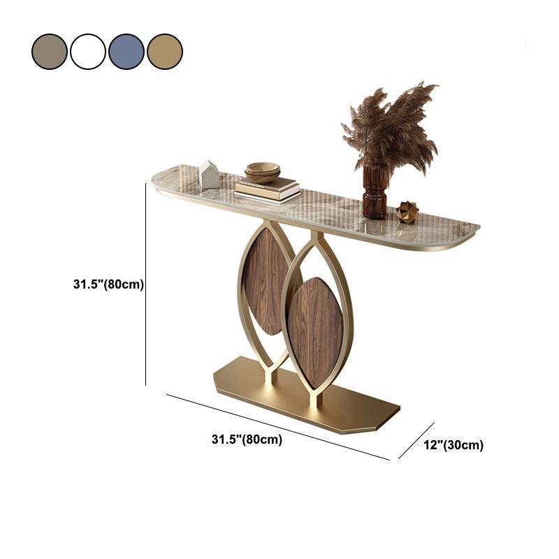 11" Wide Stone Glam Console Table Half Moon Console Sofa Table