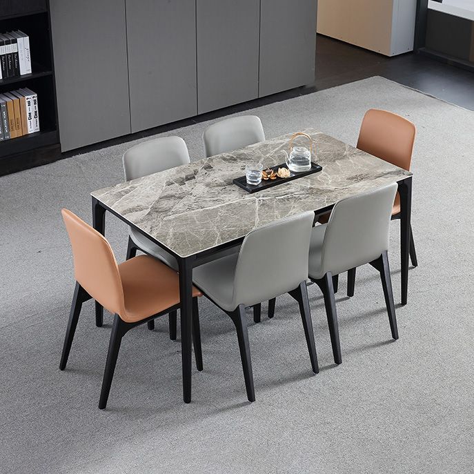 Rechthoek 4 poten industriële tafel grijze tonus vaste tafel van gesinterde steen