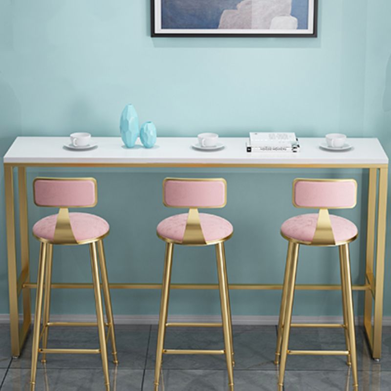 Glam 1/4 Pieces Bar Table Set Rectangle Stone Counter Table with High Stools for Kitchen