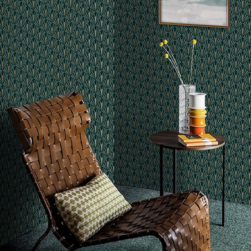 Rhombus Leaf Print Wallpaper Roll Simplicity Style Adhesive Bedroom Wall Decor, 61.4 sq-ft