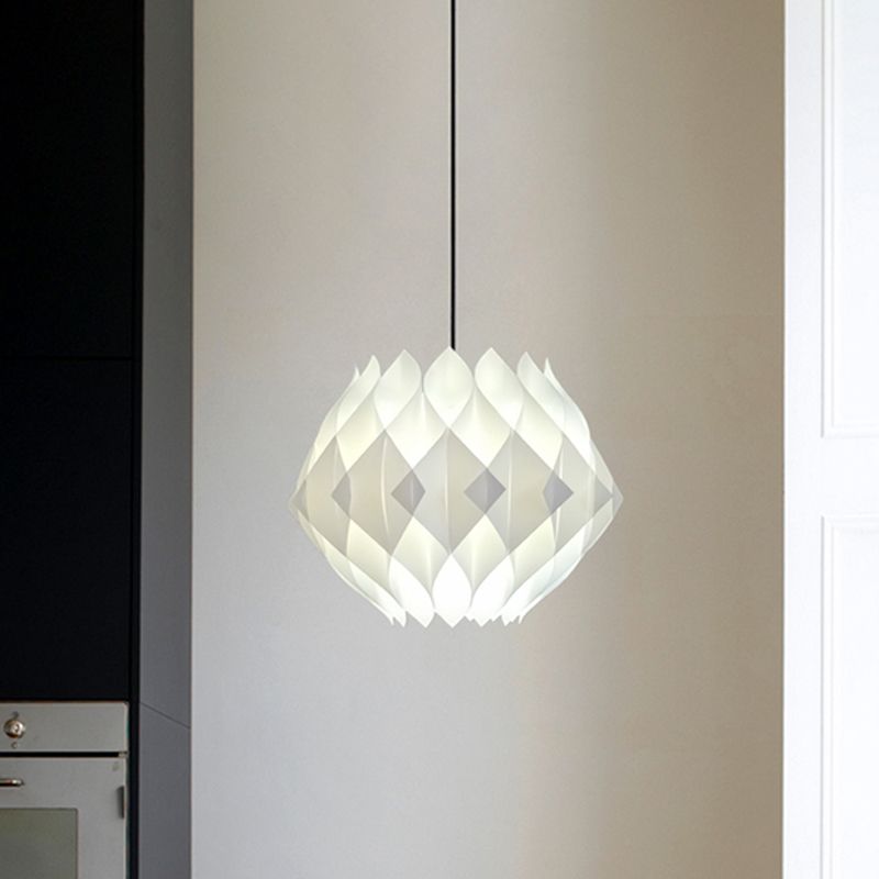 Modernisme Ball Pender Lighting Panneau acrylique 1 lampe de suspension de chevet en blanc en blanc