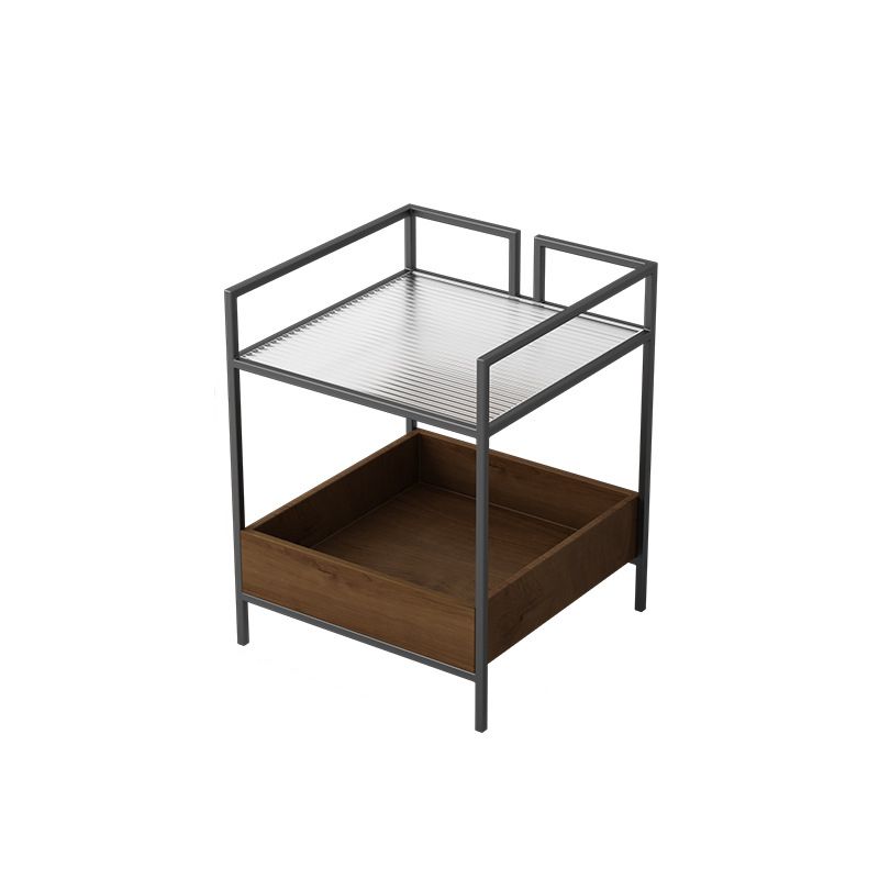 21.6" Tall Metal Frame End Table Glass Square Top Side Table with Shelf