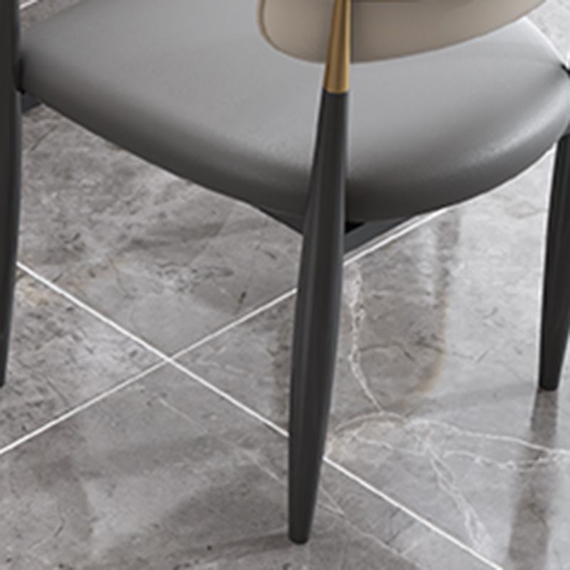 Modern Style Dining Chair Leather Open Back Arm Chair for Dining Room