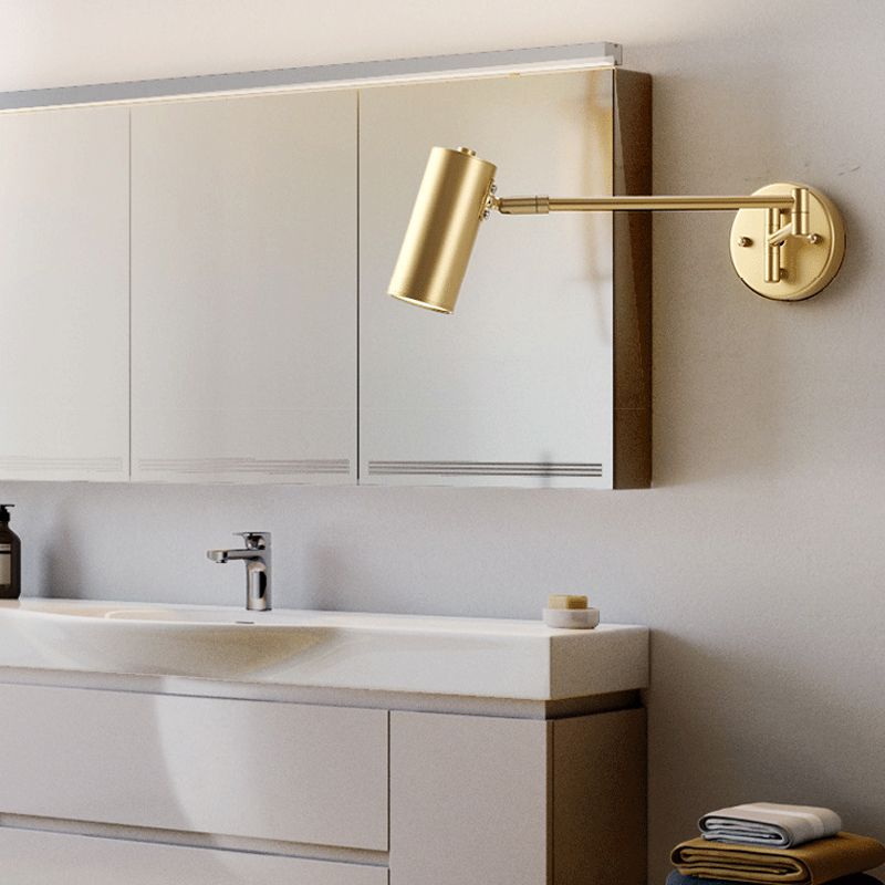 Nordic Metal Wall Light Cylinder 5.5" High Swing Arm Wall Sconce for Bedroom