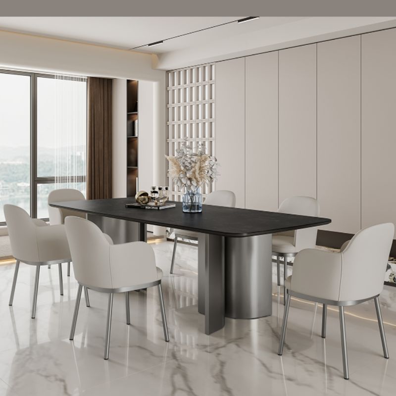 Glam Black Dining Table Set 1/4/5/7 Pcs Dinette Set with Leather Chairs