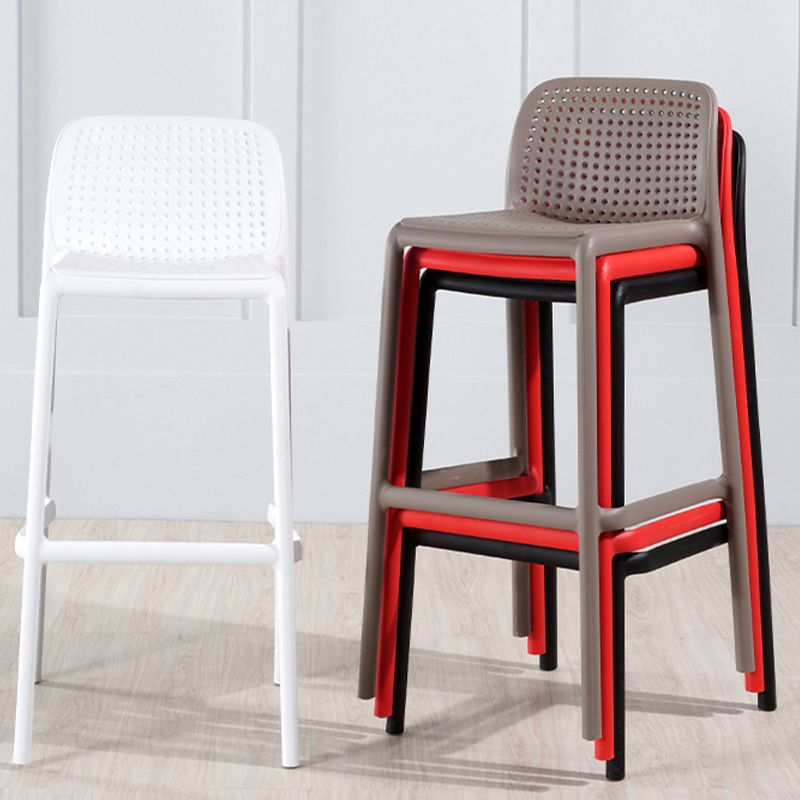 Contemporary PP Bar and Counter Stool Low Back Stool with 4 Legs