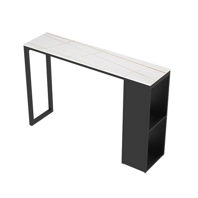 Stone Top Industrial Cocktail Bar Table with Storage Rectangle Counter Table