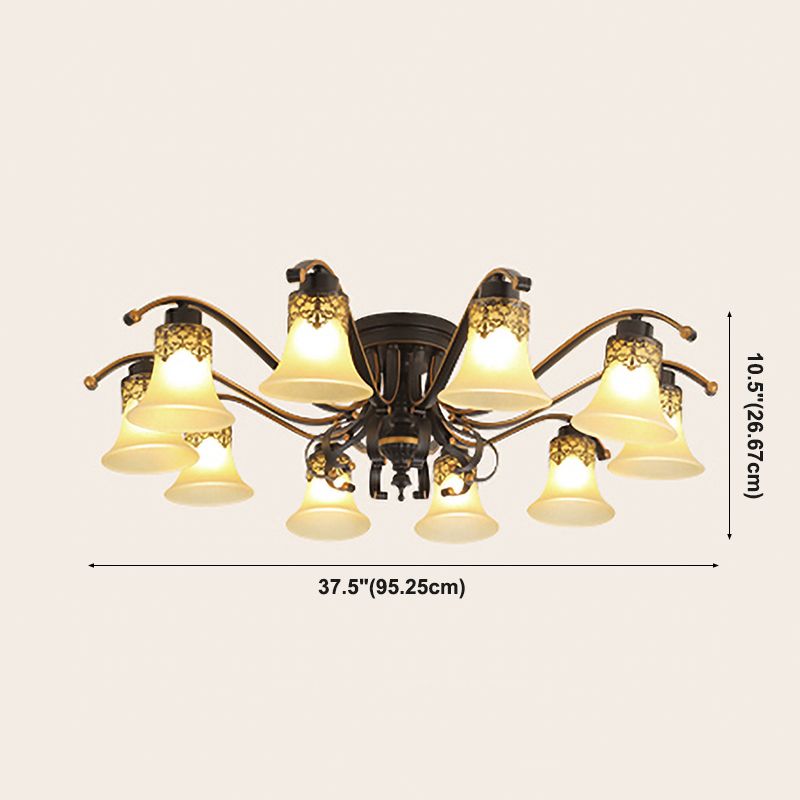 Lámpara de techo de estilo tradicional retro Luz de montaje empotrado de vidrio blanco para dormitorio