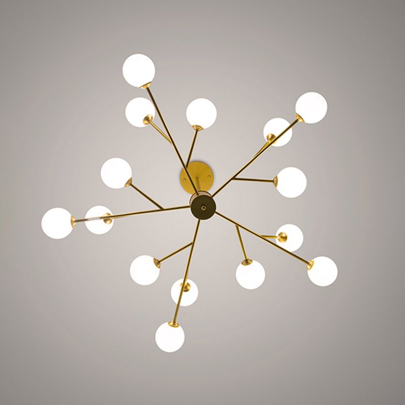 Accesorios de iluminación de araña de rama Candelera de sombra de vidrio esmerilado para dormitorio de sala de estar