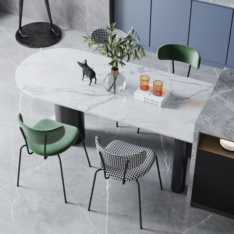 Metal Contemporary Freeform Dining Table White Sintered Stone Top Table with 3 Legs
