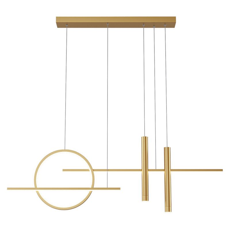 Simplicity Linear LED Island Light Metal 5-Head Dining Room Suspended Lighting Fixture