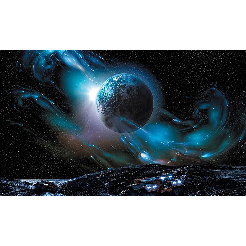Original Outer Space Wall Art in Blue and Black Living Room Wall Mural, Personalized Size Available